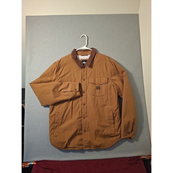 Rip Curl Jacket Mens XL Brown Corduroy Collar Bomber Sherpa Lined Chore Coat - Picture 1 of 13